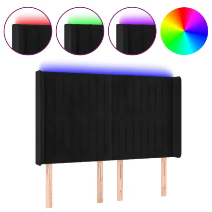 Tête de lit à LED Noir 147x16x118/128 cm Velours 2