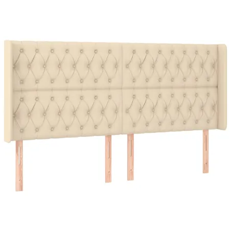 Tête de lit à LED Crème 203x16x118/128 cm Tissu