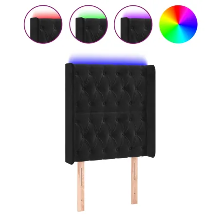 Tête de lit à LED Noir 83x16x118/128 cm Velours