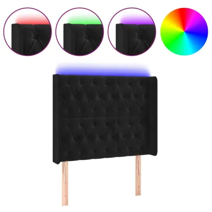 Tête de lit à LED Noir 93x16x118/128 cm Velours 2