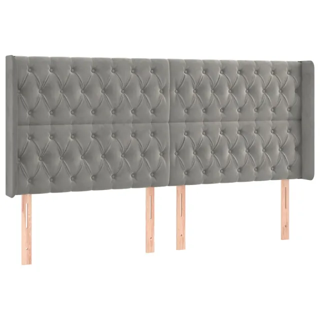 Tête de lit à LED Gris clair 203x16x118/128 cm Velours