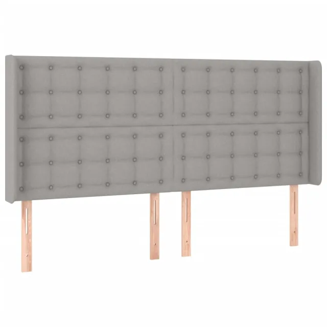 Tête de lit à LED Gris clair 203x16x118/128 cm Tissu