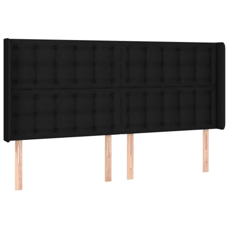 Tête de lit à LED Noir 203x16x118/128 cm Tissu