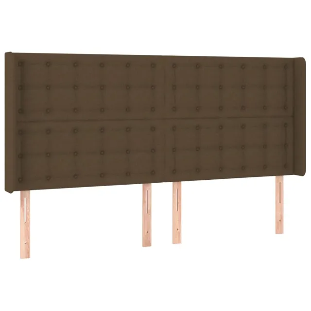 Tête de lit à LED Marron foncé 203x16x118/128 cm Tissu