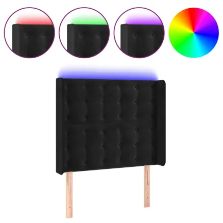 Tête de lit à LED Noir 103x16x118/128 cm Velours 2