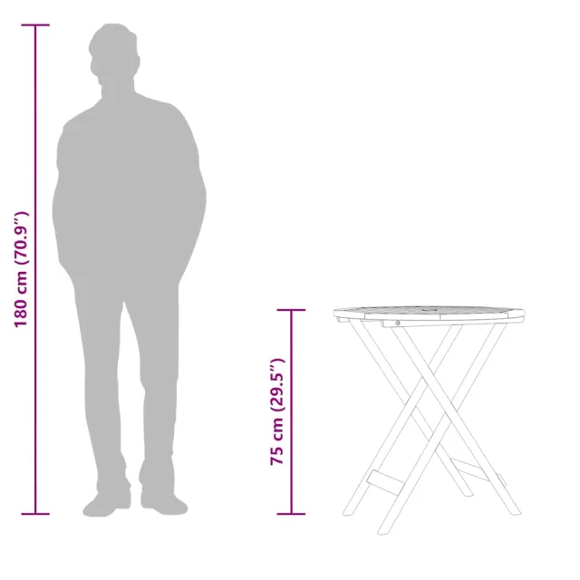 Table de jardin pliable Ø60x75 cm Bois d'eucalyptus solide