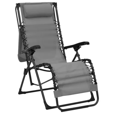Chaise pliable de terrasse Textilène Gris