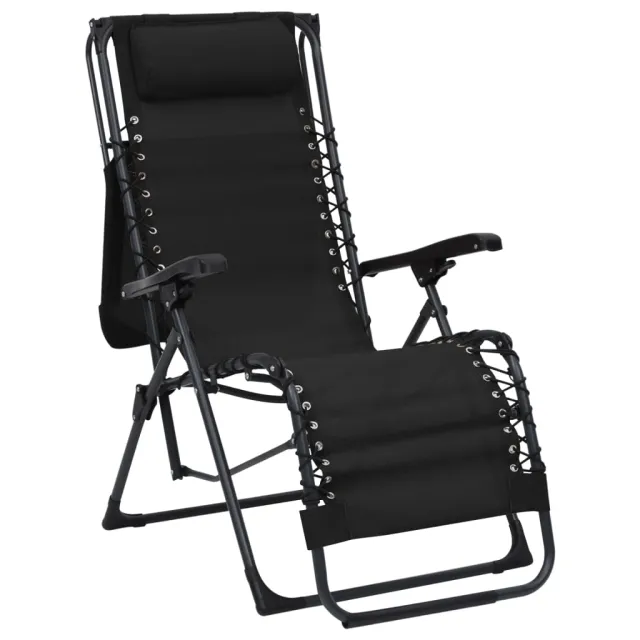 Chaise pliable de terrasse Textilène Noir