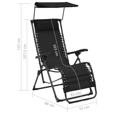 Chaise pliable de terrasse Textilène Noir