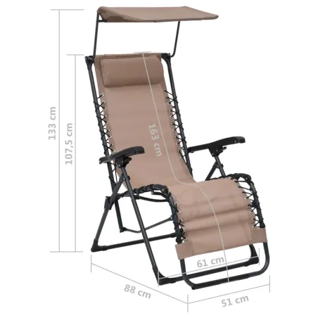 Chaise pliable de terrasse Textilène Taupe