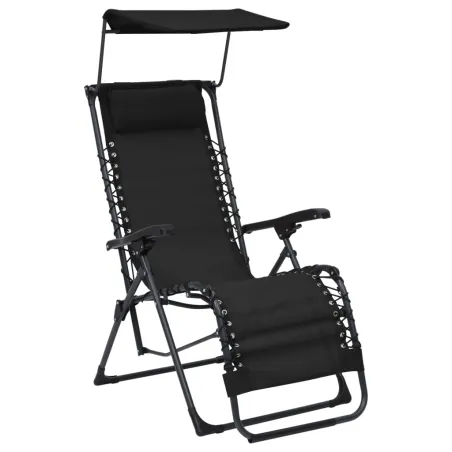 Chaises pliables de terrasse lot de 2 Textilène Noir