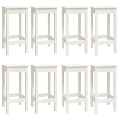 Ensemble de bar 9 pcs Blanc Bois de pin massif