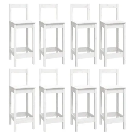 Ensemble de bar 9 pcs Blanc Bois de pin massif