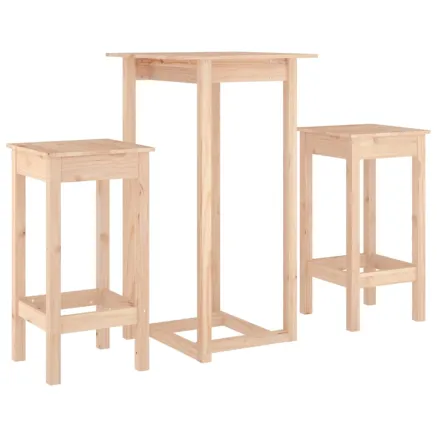Ensemble de bar 3 pcs Bois de pin massif 2