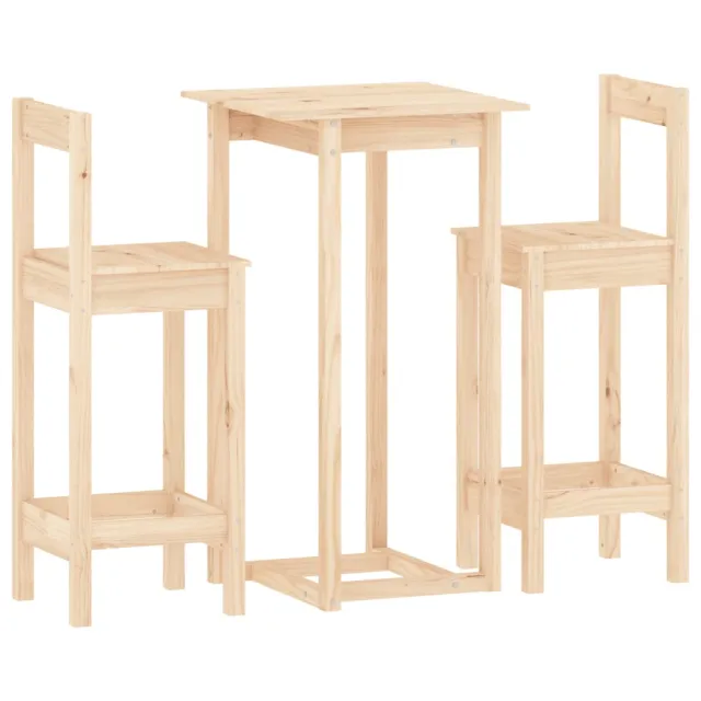 Ensemble de bar 3 pcs Bois de pin massif