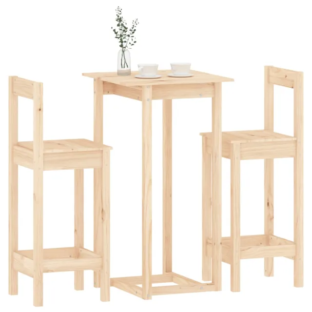 Ensemble de bar 3 pcs Bois de pin massif