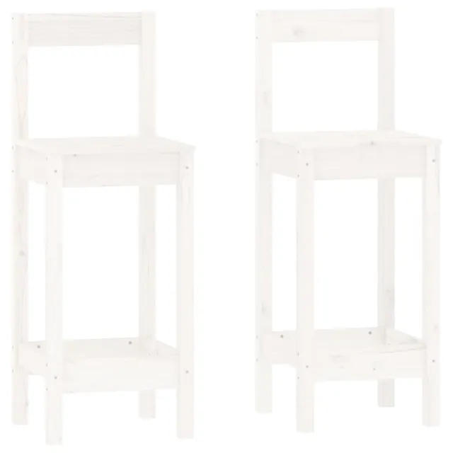 Ensemble de bar 3 pcs Blanc Bois de pin massif