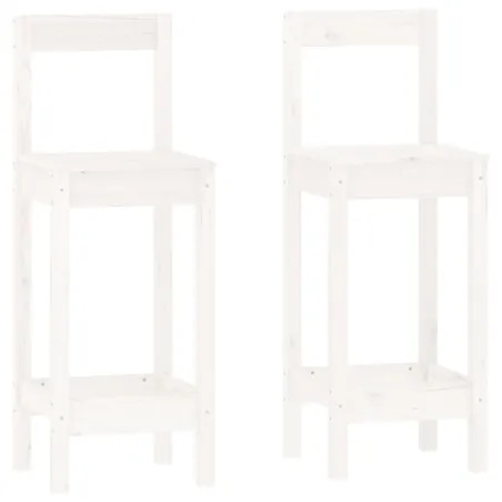 Ensemble de bar 3 pcs Blanc Bois de pin massif