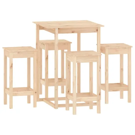 Ensemble de bar 5 pcs Bois de pin massif 2