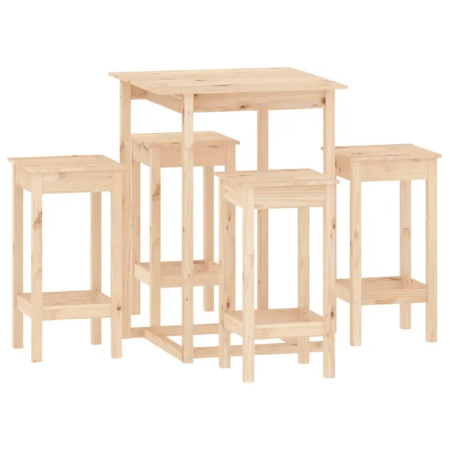 Ensemble de bar 5 pcs Bois de pin massif