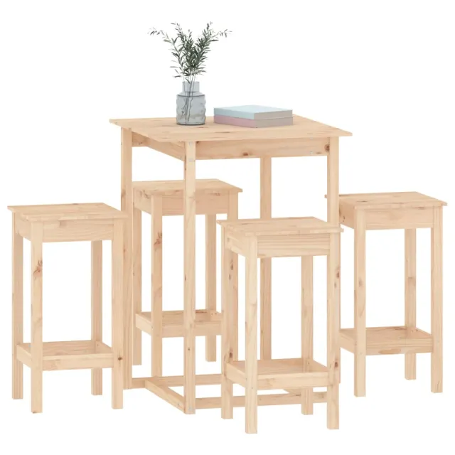 Ensemble de bar 5 pcs Bois de pin massif