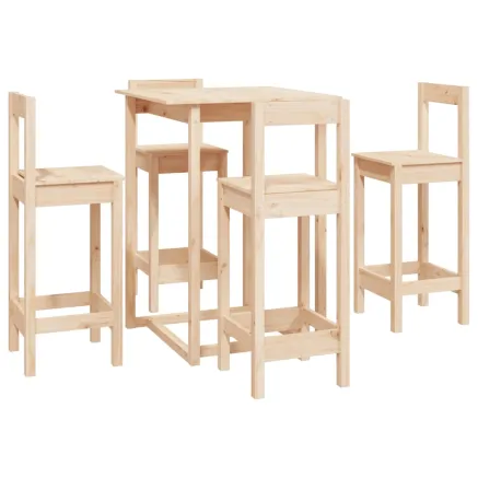 Ensemble de bar 5 pcs Bois de pin massif 2