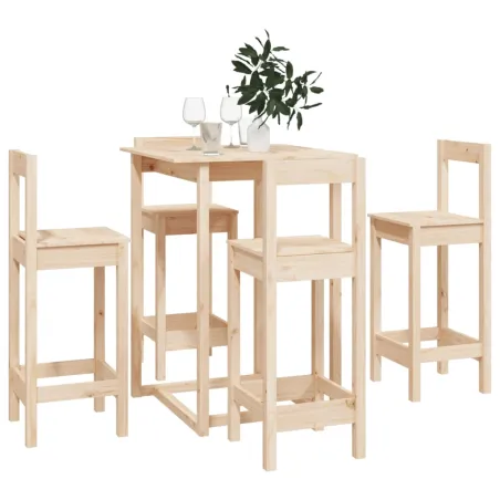 Ensemble de bar 5 pcs Bois de pin massif