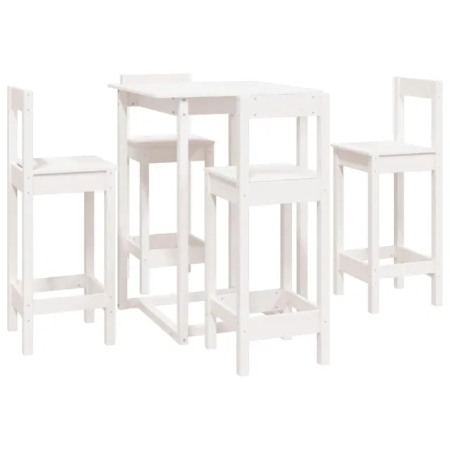 Ensemble de bar 5 pcs Blanc Bois de pin massif