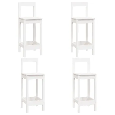Ensemble de bar 5 pcs Blanc Bois de pin massif