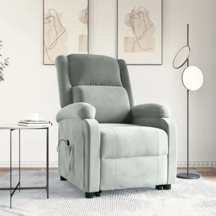 Fauteuil gris clair velours