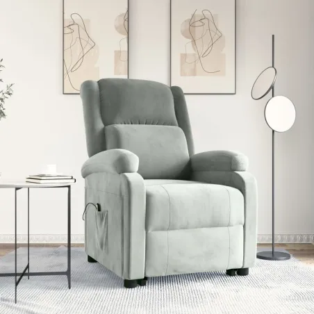 Fauteuil gris clair velours