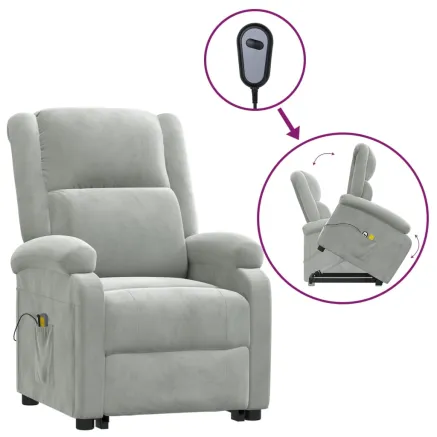 Fauteuil de massage Gris clair Velours 2