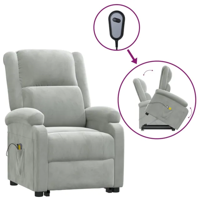 Fauteuil de massage Gris clair Velours