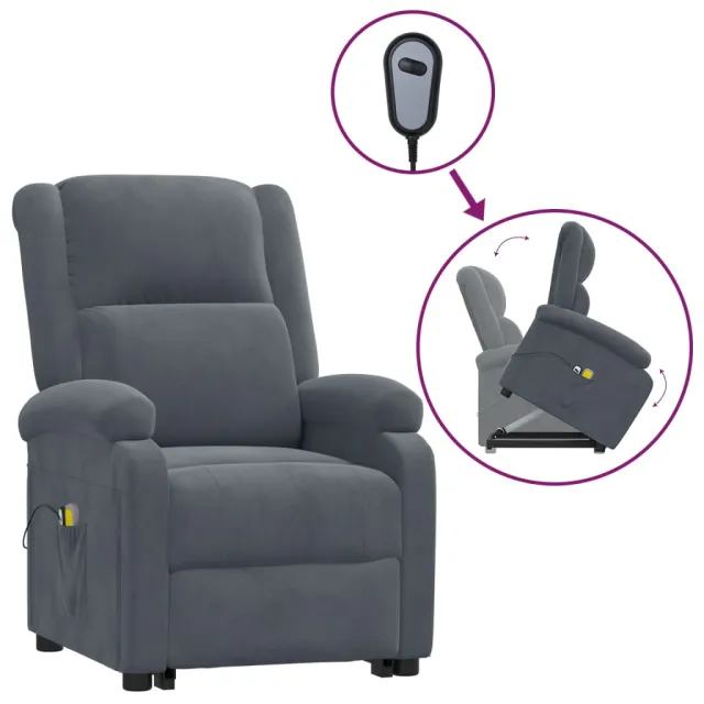 Fauteuil de massage Gris foncé Velours