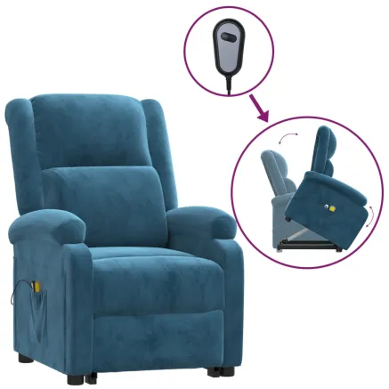 Fauteuil de massage Bleu Velours 2