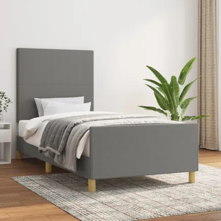 Cadre de lit sans matelas gris foncé 80x200 cm tissu