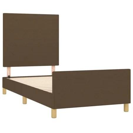 Cadre de lit sans matelas marron foncé 80x200 cm tissu