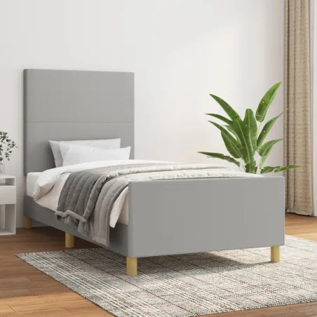 Cadre de lit sans matelas gris clair 90x190 cm tissu