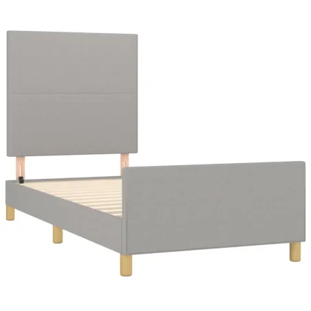 Cadre de lit sans matelas gris clair 90x190 cm tissu