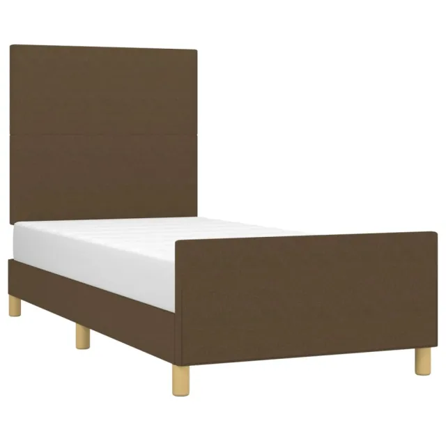 Cadre de lit sans matelas marron foncé 90x190 cm tissu