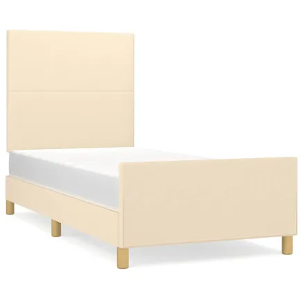 Cadre de lit sans matelas crème 90x190 cm tissu 2