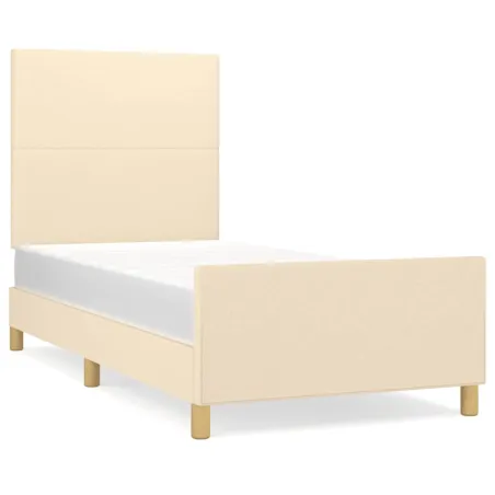 Cadre de lit sans matelas crème 90x190 cm tissu