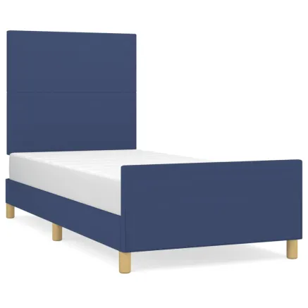 Cadre de lit sans matelas bleu 90x190 cm tissu 2