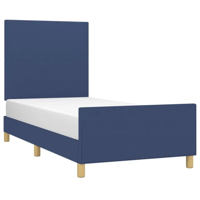 Cadre de lit sans matelas bleu 90x190 cm tissu