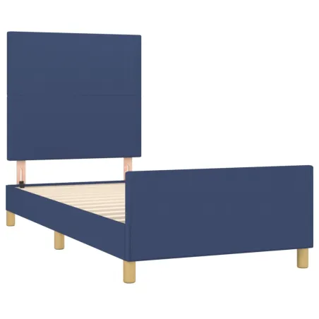 Cadre de lit sans matelas bleu 90x190 cm tissu