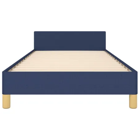 Cadre de lit sans matelas bleu 90x190 cm tissu