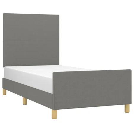 Cadre de lit sans matelas gris foncé 90x200 cm tissu