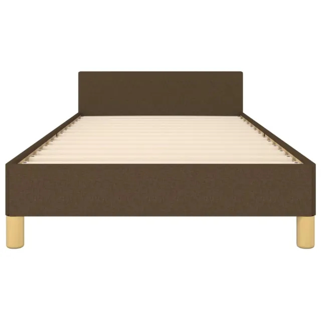 Cadre de lit sans matelas marron foncé 90x200 cm tissu