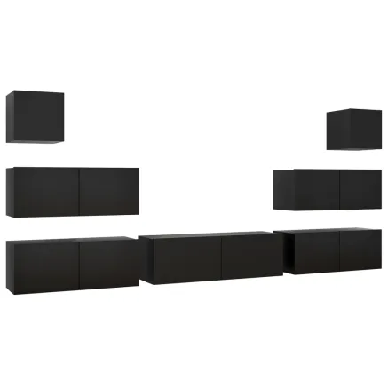 Ensemble de meuble TV 7 pcs Noir Bois d'ingénierie 2