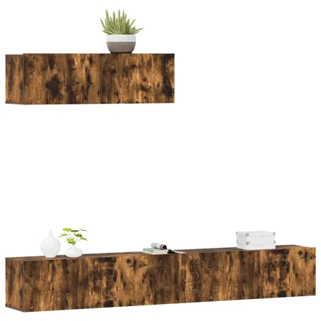 Ensemble de meubles TV 3 pcs Chêne fumé Bois d'ingénierie